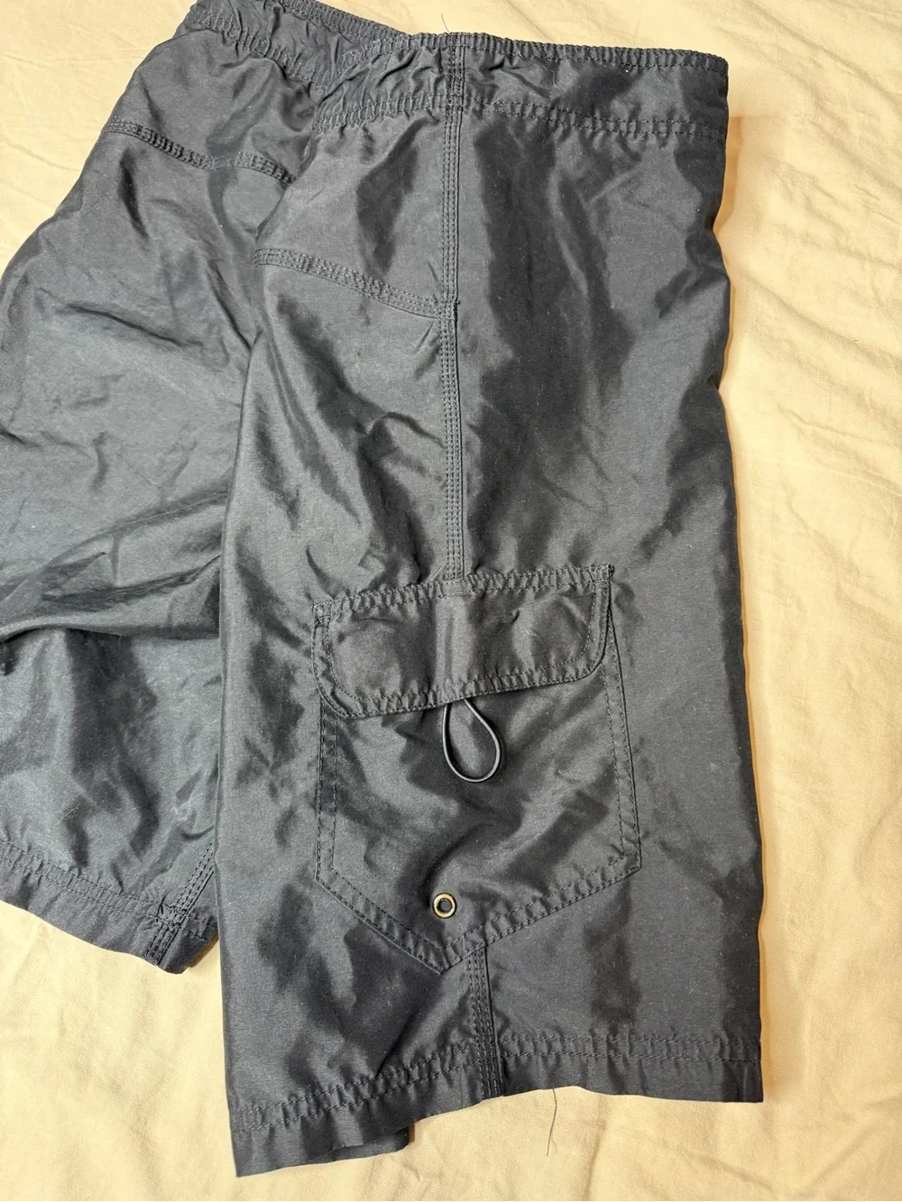 surf style Black Swim Board Shorts with Neon Gradient Logo